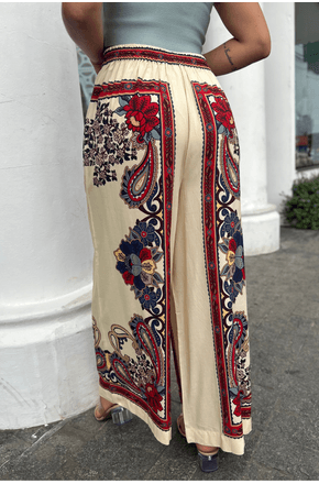 Calça pantalona lenço borboleta retro Farm